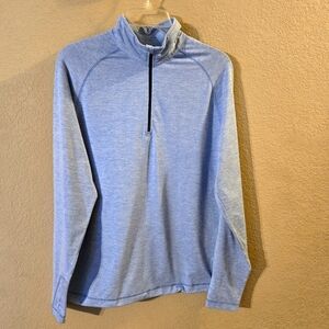 Dunning Golf Mens Light Blue 1/4 Zip Long Sleeve Pull-over Shirt Size Small